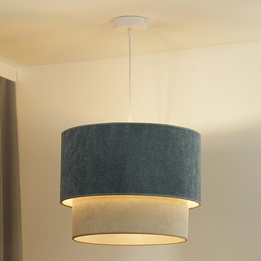 Duolla - Candeeiro suspenso CORDUROY 1xE27/15W/230V diâmetro 40 cm azul/bege