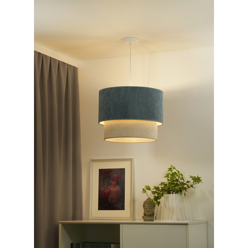 Duolla - Candeeiro suspenso CORDUROY 1xE27/15W/230V diâmetro 40 cm azul/bege