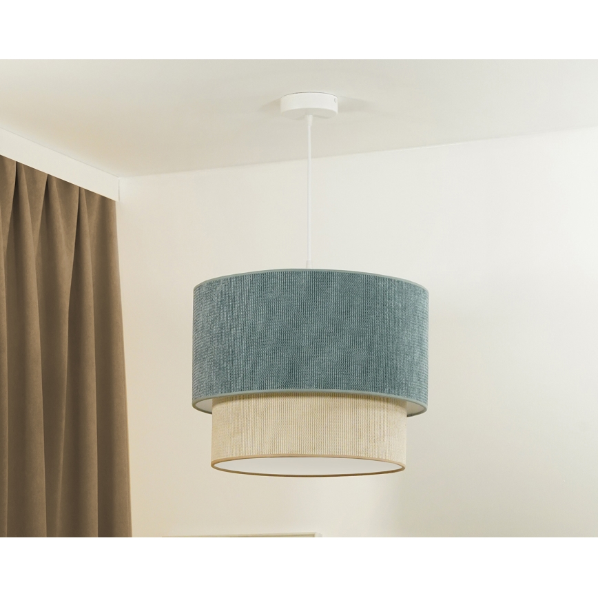 Duolla - Candeeiro suspenso CORDUROY 1xE27/15W/230V diâmetro 40 cm azul/bege
