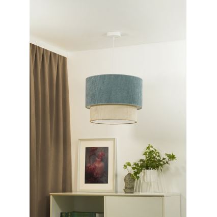 Duolla - Candeeiro suspenso CORDUROY 1xE27/15W/230V diâmetro 40 cm azul/bege