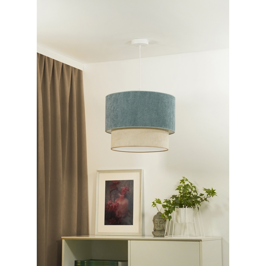 Duolla - Candeeiro suspenso CORDUROY 1xE27/15W/230V diâmetro 40 cm azul/bege