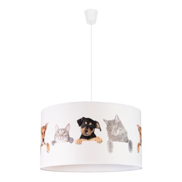 Duolla - Candeeiro suspenso de criança PRINT M 1xE27/40W/230V diâmetro 35 cm animais