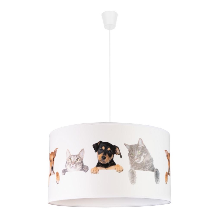 Duolla - Candeeiro suspenso de criança PRINT M 1xE27/40W/230V diâmetro 35 cm animais