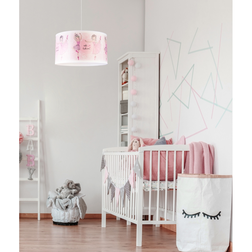 Duolla - Candeeiro suspenso de criança PRINT M 1xE27/40W/230V diâmetro 35 cm bailarinas