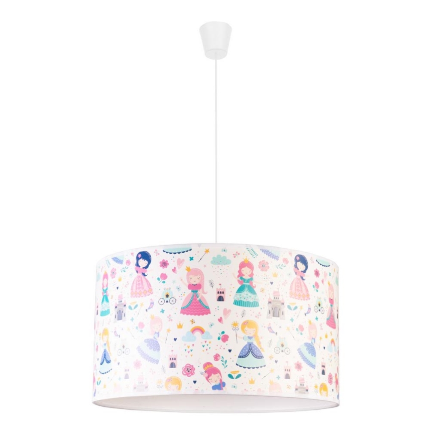 Duolla - Candeeiro suspenso de criança PRINT M 1xE27/40W/230V diâmetro 35 cm princesas