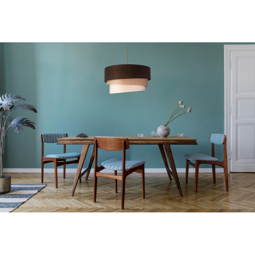 Duolla - Candeeiro suspenso DEVON 1xE27/40W/230V diâmetro 45 cm castanho/bege