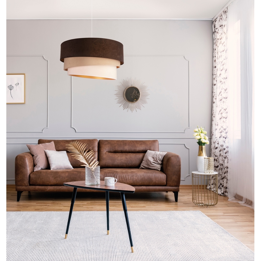Duolla - Candeeiro suspenso DEVON 1xE27/40W/230V diâmetro 45 cm castanho/bege