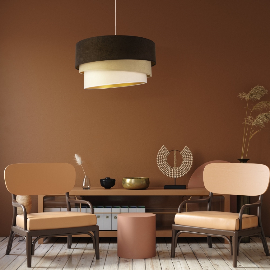 Duolla - Candeeiro suspenso DEVON 1xE27/40W/230V diâmetro 45 cm castanho/bege