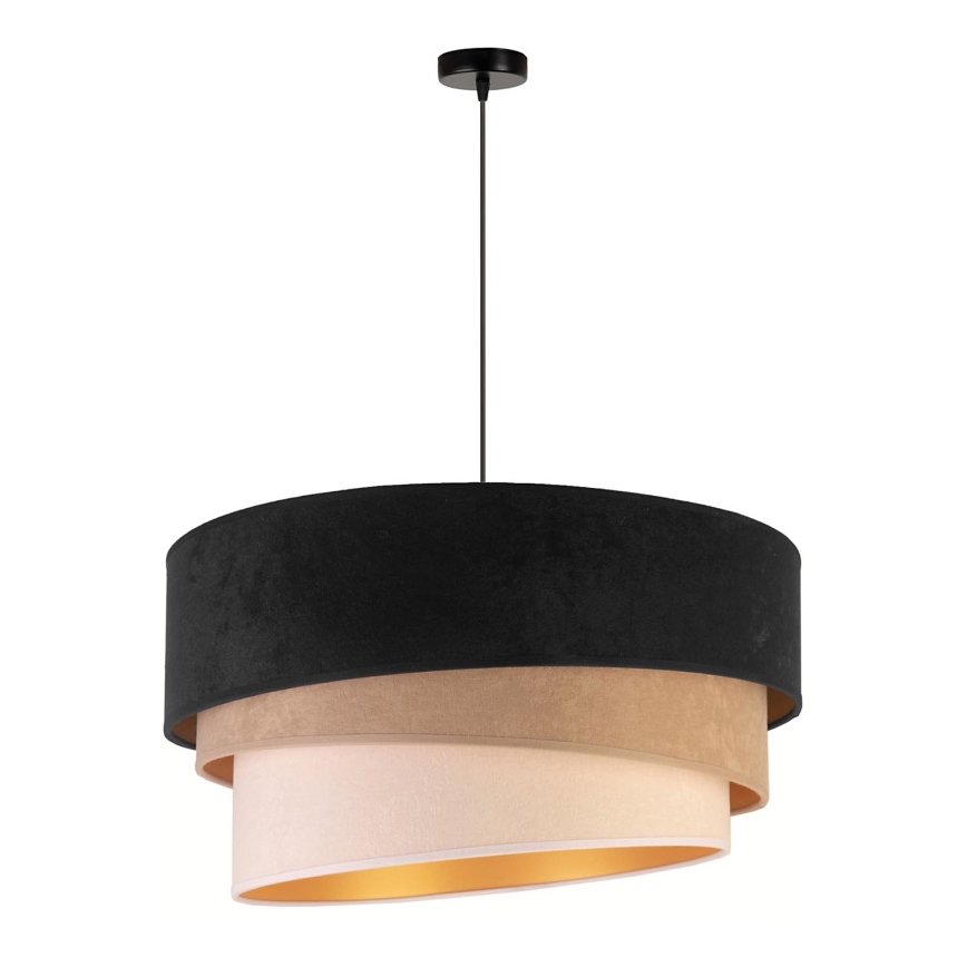 Duolla - Candeeiro suspenso DEVON 1xE27/40W/230V diâmetro 45 cm preto/bege