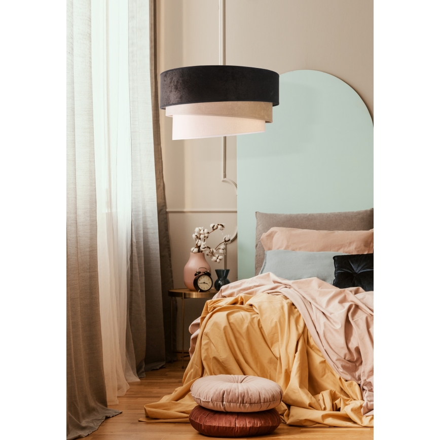 Duolla - Candeeiro suspenso DEVON 1xE27/40W/230V diâmetro 45 cm preto/bege