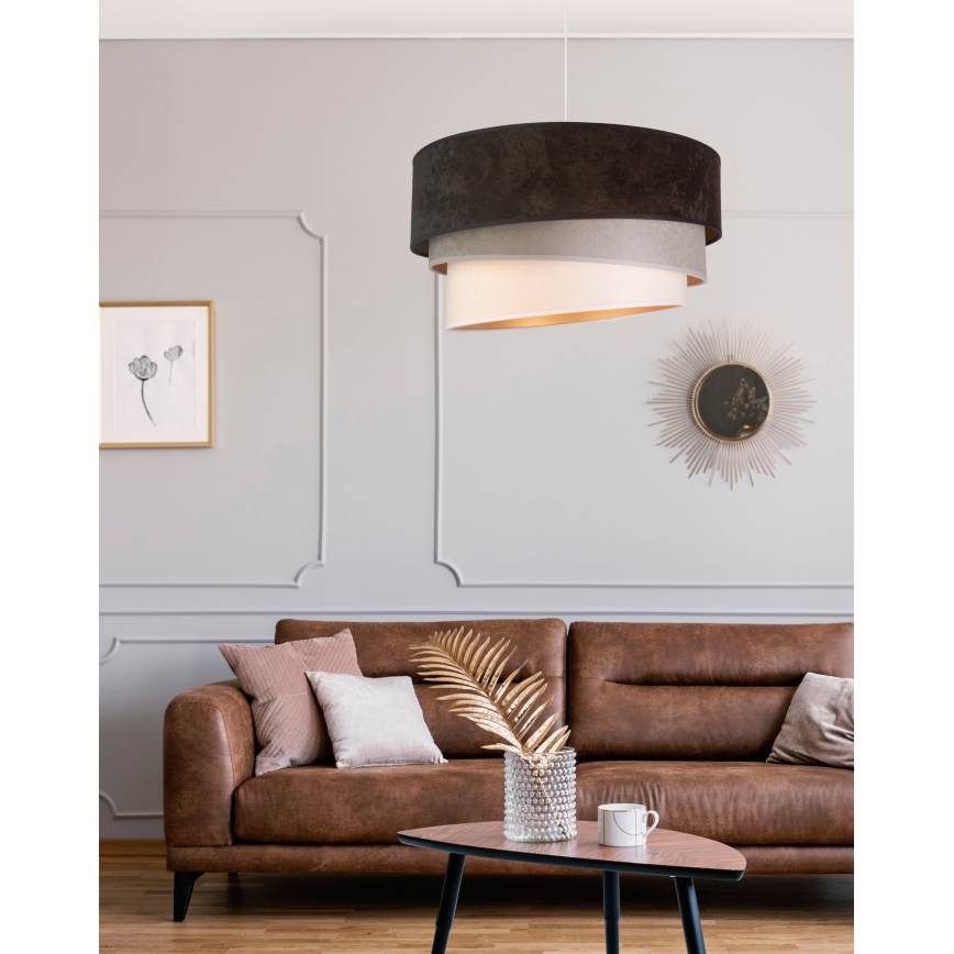 Duolla - Candeeiro suspenso DEVON 1xE27/40W/230V diâmetro 45 cm preto/cinzento/bege