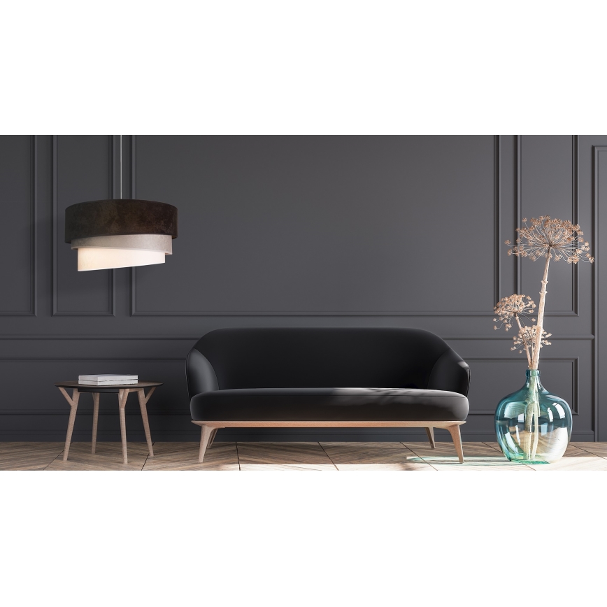 Duolla - Candeeiro suspenso DEVON 1xE27/40W/230V diâmetro 45 cm preto/cinzento/bege