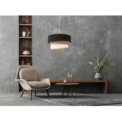 Duolla - Candeeiro suspenso DEVON 1xE27/40W/230V diâmetro 45 cm preto/cinzento/bege