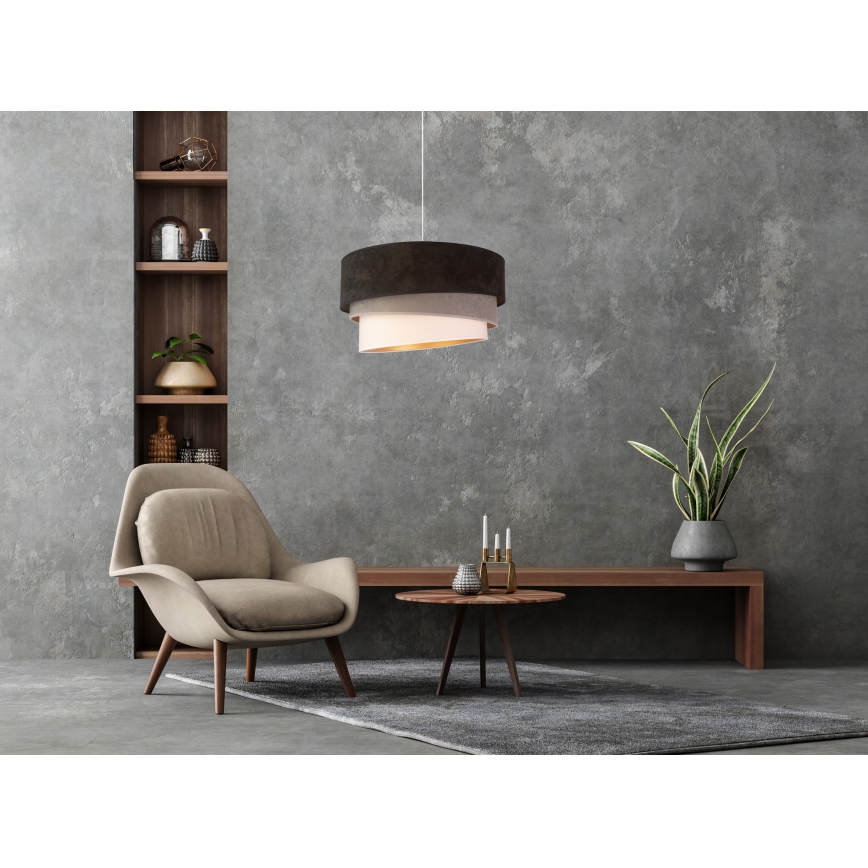 Duolla - Candeeiro suspenso DEVON 1xE27/40W/230V diâmetro 45 cm preto/cinzento/bege