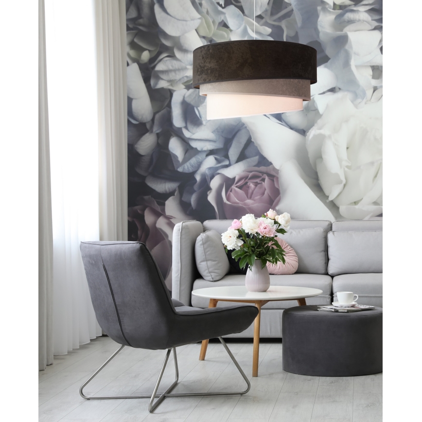 Duolla - Candeeiro suspenso DEVON 1xE27/40W/230V diâmetro 45 cm preto/cinzento/bege