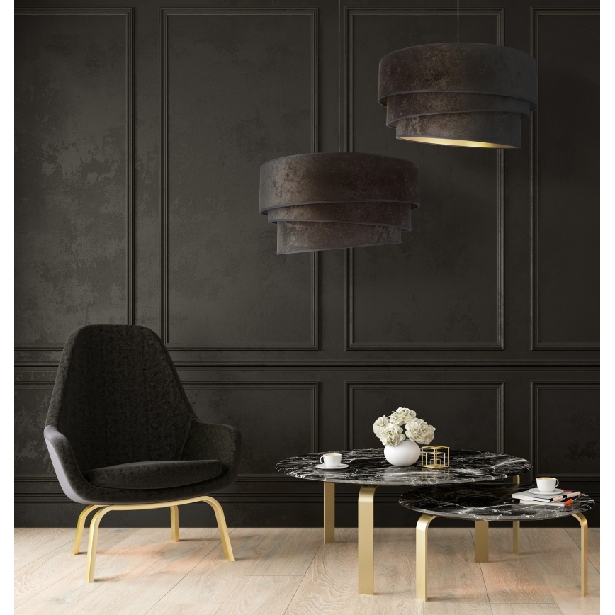 Duolla - Candeeiro suspenso DEVON 1xE27/40W/230V diâmetro 45 cm preto/dourado