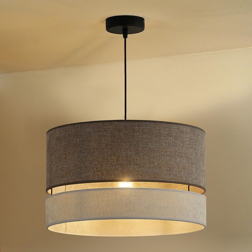 Duolla - Candeeiro suspenso DOUBLE 1xE27/15W/230V diâmetro 40 cm castanho/cinzento