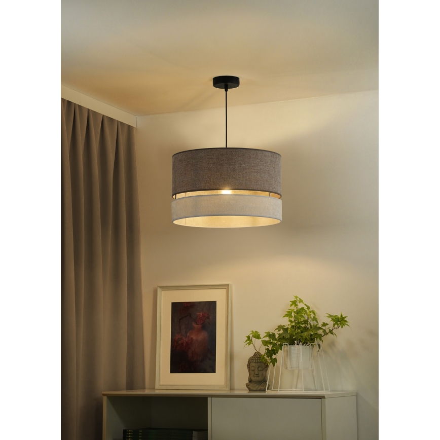 Duolla - Candeeiro suspenso DOUBLE 1xE27/15W/230V diâmetro 40 cm castanho/cinzento