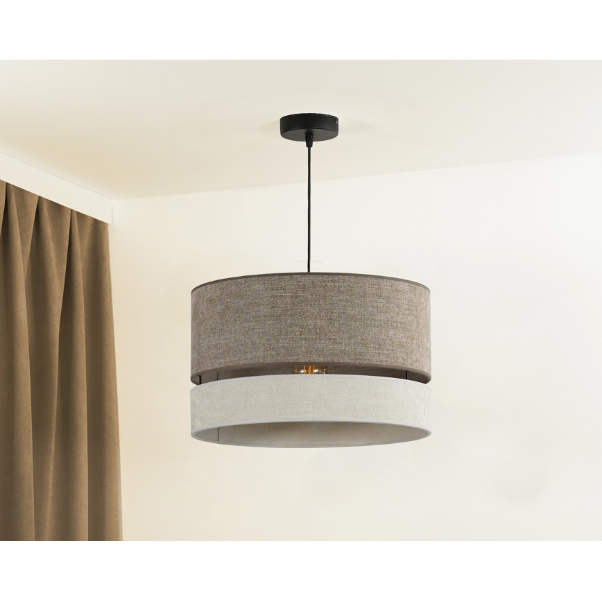 Duolla - Candeeiro suspenso DOUBLE 1xE27/15W/230V diâmetro 40 cm castanho/cinzento