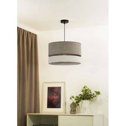 Duolla - Candeeiro suspenso DOUBLE 1xE27/15W/230V diâmetro 40 cm castanho/cinzento
