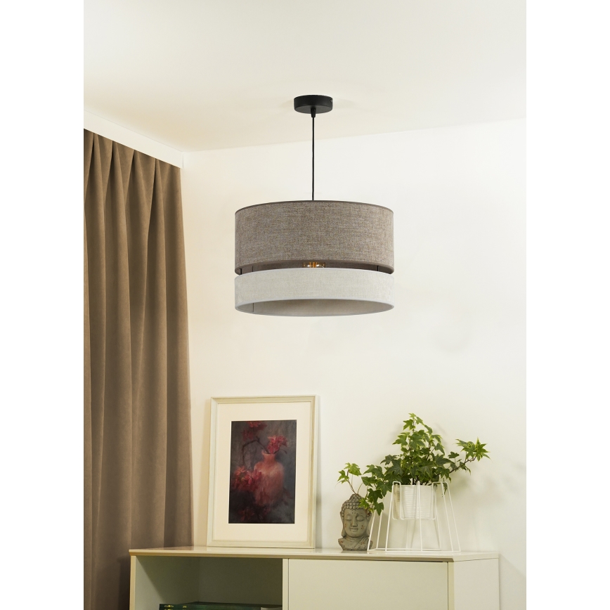 Duolla - Candeeiro suspenso DOUBLE 1xE27/15W/230V diâmetro 40 cm castanho/cinzento