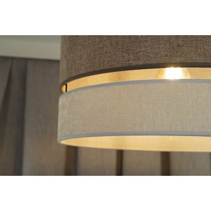 Duolla - Candeeiro suspenso DOUBLE 1xE27/15W/230V diâmetro 40 cm castanho/cinzento