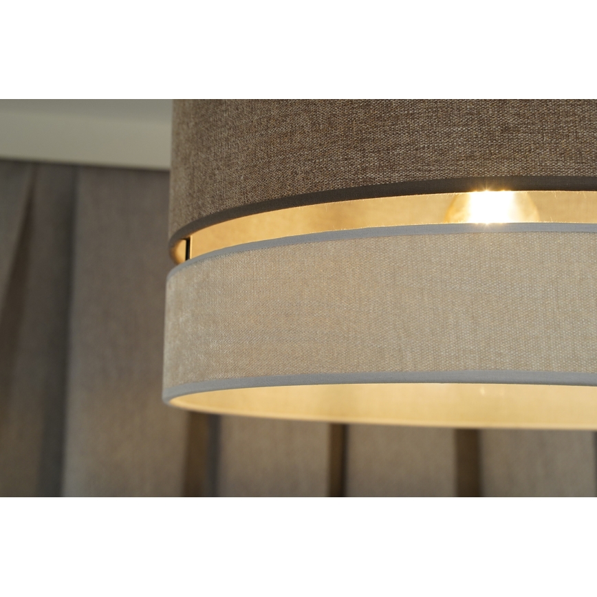 Duolla - Candeeiro suspenso DOUBLE 1xE27/15W/230V diâmetro 40 cm castanho/cinzento