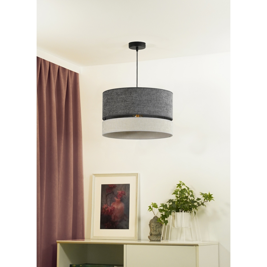 Duolla - Candeeiro suspenso DOUBLE 1xE27/15W/230V diâmetro 40 cm cinzento