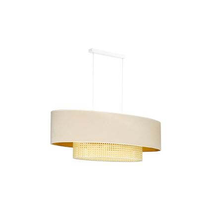 Duolla - Candeeiro suspenso DOUBLE OVAL RATTAN 2xE27/15W/230V creme/vime