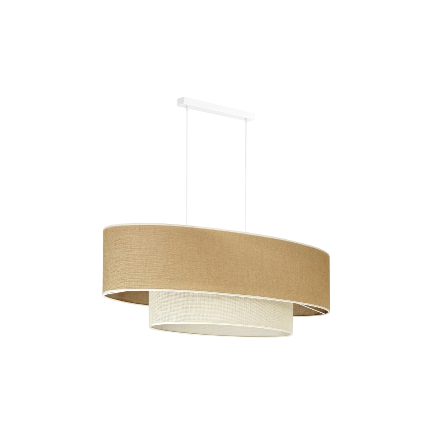 Duolla - Candeeiro suspenso DOUBLE OVAL YUTE 2xE27/15W/230V castanho/creme