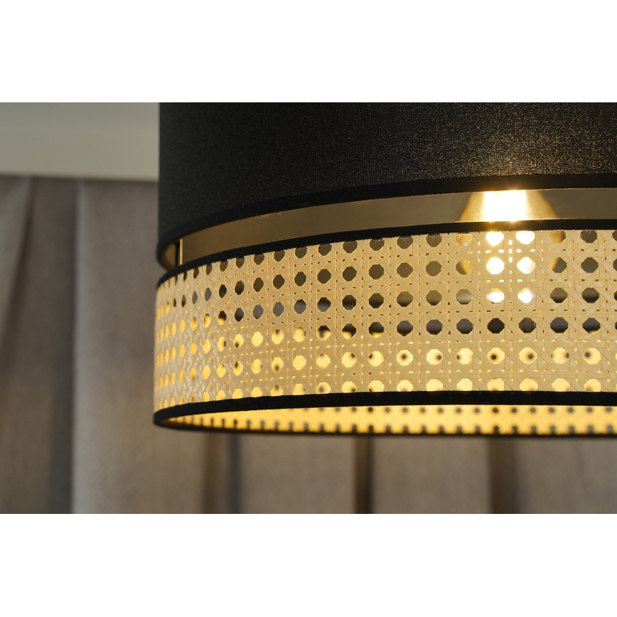 Duolla - Candeeiro suspenso DOUBLE RATTAN 1xE27/15W/230V diâmetro 40 cm preto/bege