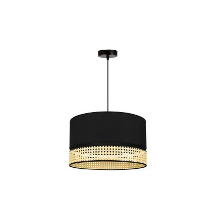 Duolla - Candeeiro suspenso DOUBLE RATTAN 1xE27/15W/230V diâmetro 40 cm preto/bege