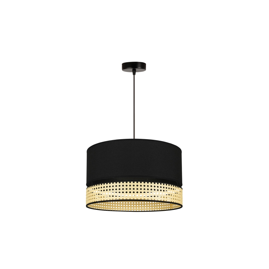 Duolla - Candeeiro suspenso DOUBLE RATTAN 1xE27/15W/230V diâmetro 40 cm preto/bege