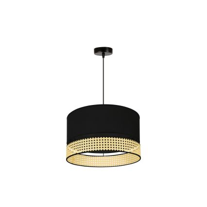 Duolla - Candeeiro suspenso DOUBLE RATTAN 1xE27/15W/230V diâmetro 40 cm preto/bege