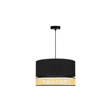 Duolla - Candeeiro suspenso DOUBLE RATTAN 1xE27/15W/230V diâmetro 40 cm preto/bege