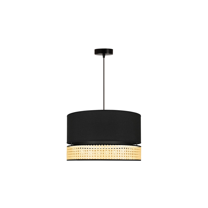 Duolla - Candeeiro suspenso DOUBLE RATTAN 1xE27/15W/230V diâmetro 40 cm preto/bege