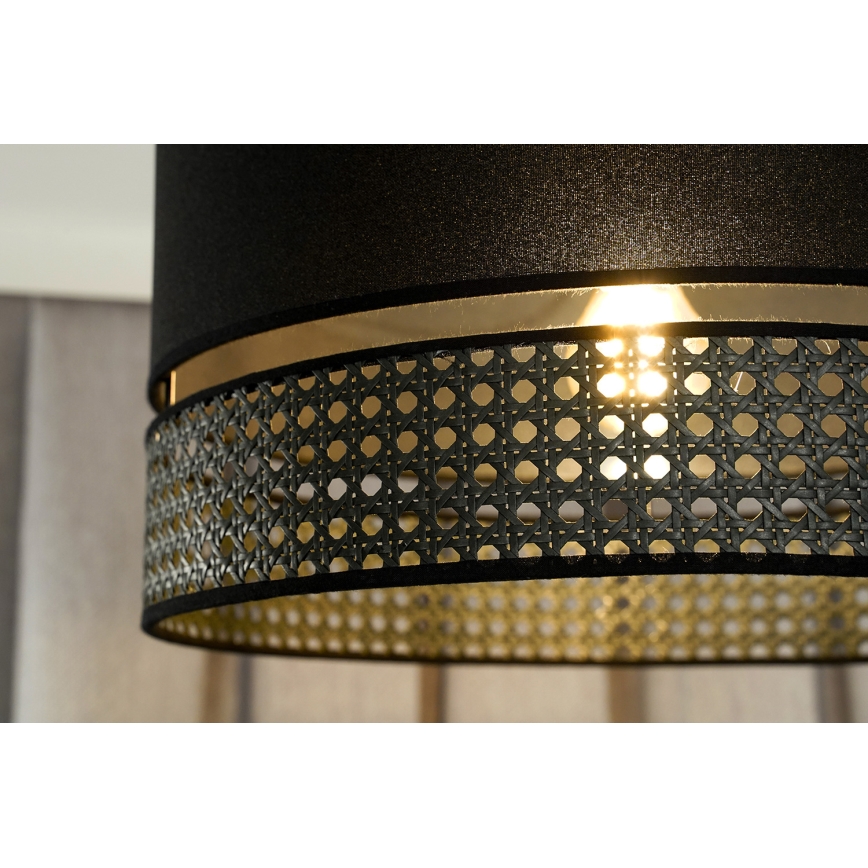 Duolla - Candeeiro suspenso DOUBLE RATTAN 1xE27/15W/230V diâmetro 40 cm preto