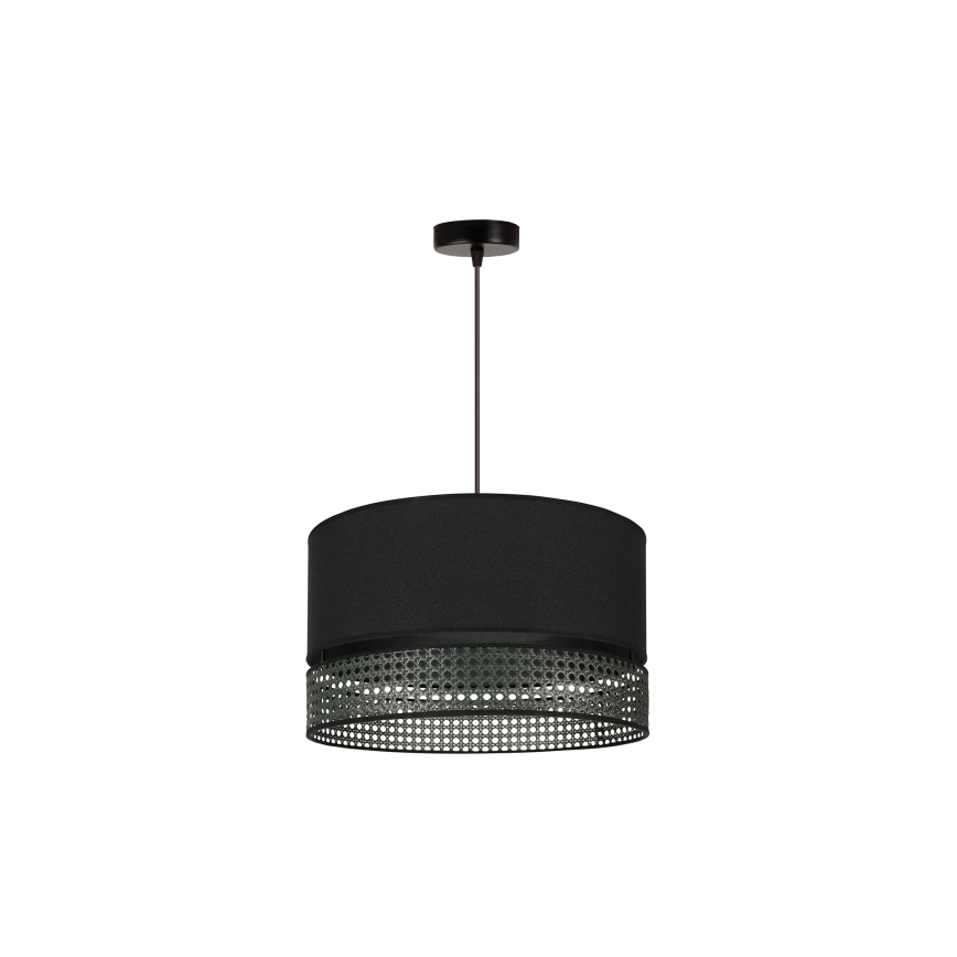 Duolla - Candeeiro suspenso DOUBLE RATTAN 1xE27/15W/230V diâmetro 40 cm preto