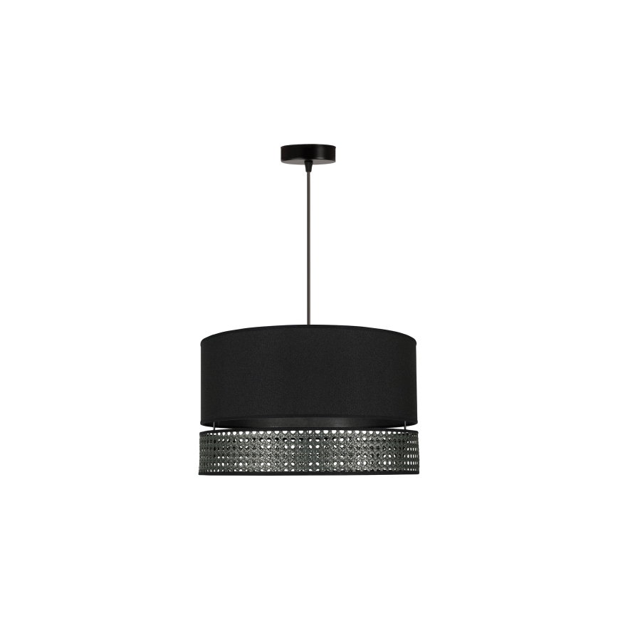 Duolla - Candeeiro suspenso DOUBLE RATTAN 1xE27/15W/230V diâmetro 40 cm preto