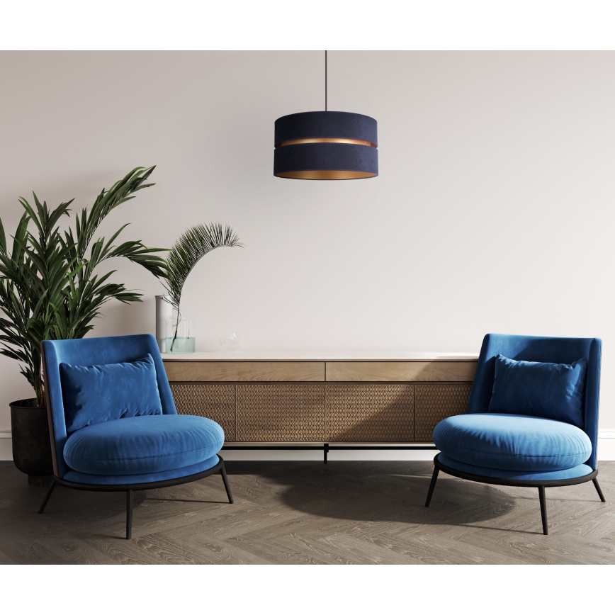 Duolla - Candeeiro suspenso DUO 1xE27/15W/230V diâmetro 40 cm azul/dourado