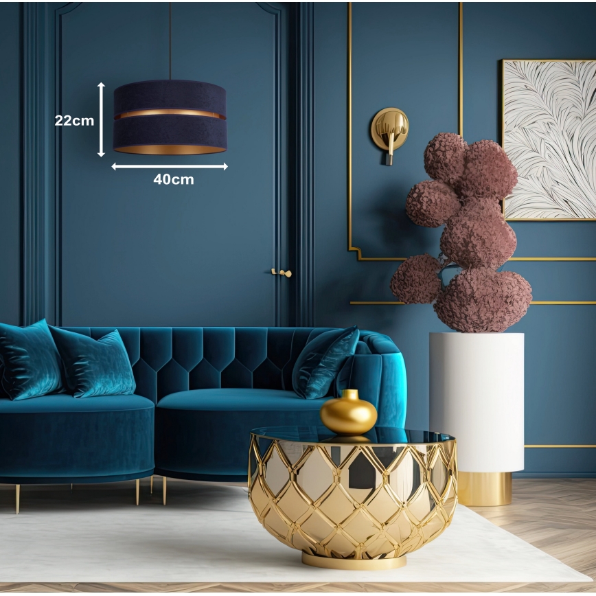 Duolla - Candeeiro suspenso DUO 1xE27/15W/230V diâmetro 40 cm azul/dourado