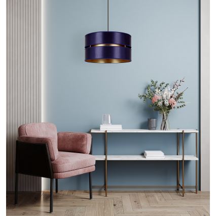 Duolla - Candeeiro suspenso DUO 1xE27/15W/230V diâmetro 40 cm azul/dourado