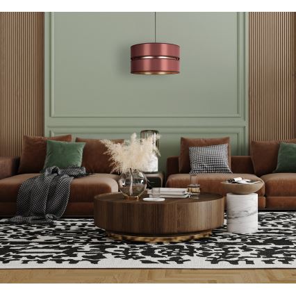 Duolla - Candeeiro suspenso DUO 1xE27/15W/230V diâmetro 40 cm borgonha/dourado