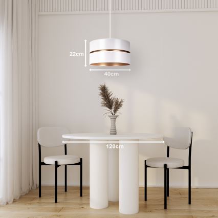 Duolla - Candeeiro suspenso DUO 1xE27/15W/230V diâmetro 40 cm branco/dourado