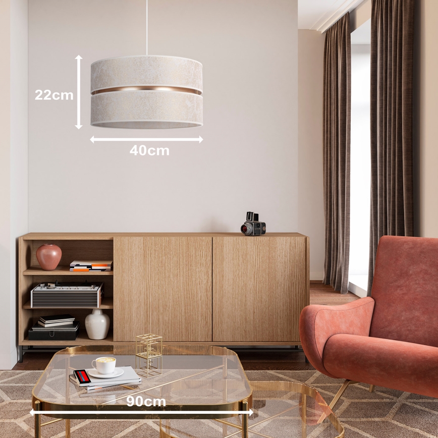 Duolla - Candeeiro suspenso DUO 1xE27/15W/230V diâmetro 40 cm branco/dourado