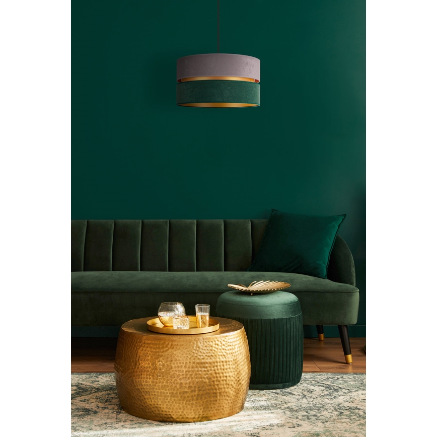 Duolla - Candeeiro suspenso DUO 1xE27/15W/230V diâmetro 40 cm cinzento/verde/dourado