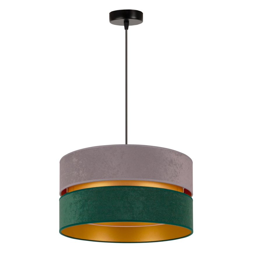 Duolla - Candeeiro suspenso DUO 1xE27/15W/230V diâmetro 40 cm cinzento/verde/dourado