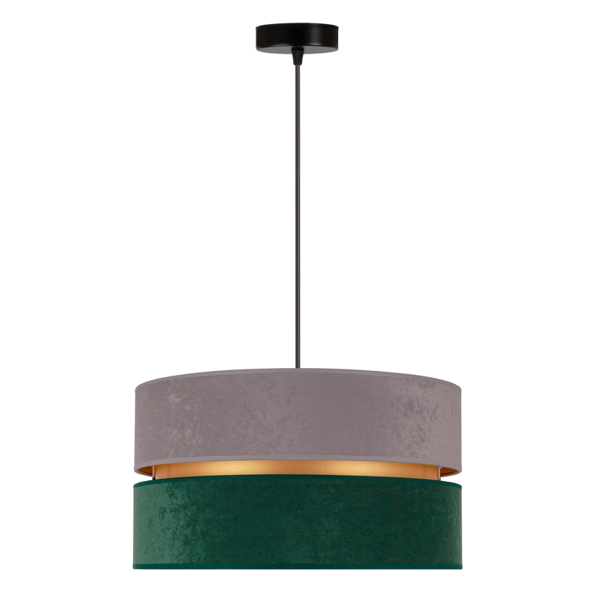 Duolla - Candeeiro suspenso DUO 1xE27/15W/230V diâmetro 40 cm cinzento/verde/dourado