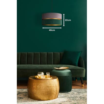 Duolla - Candeeiro suspenso DUO 1xE27/15W/230V diâmetro 40 cm cinzento/verde/dourado