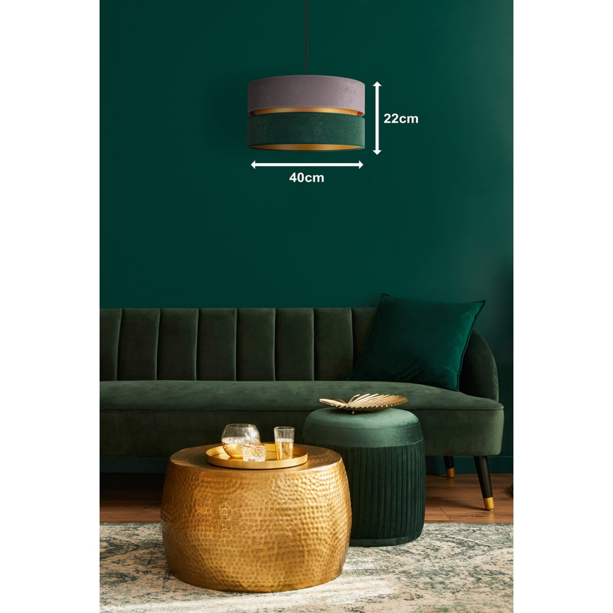 Duolla - Candeeiro suspenso DUO 1xE27/15W/230V diâmetro 40 cm cinzento/verde/dourado